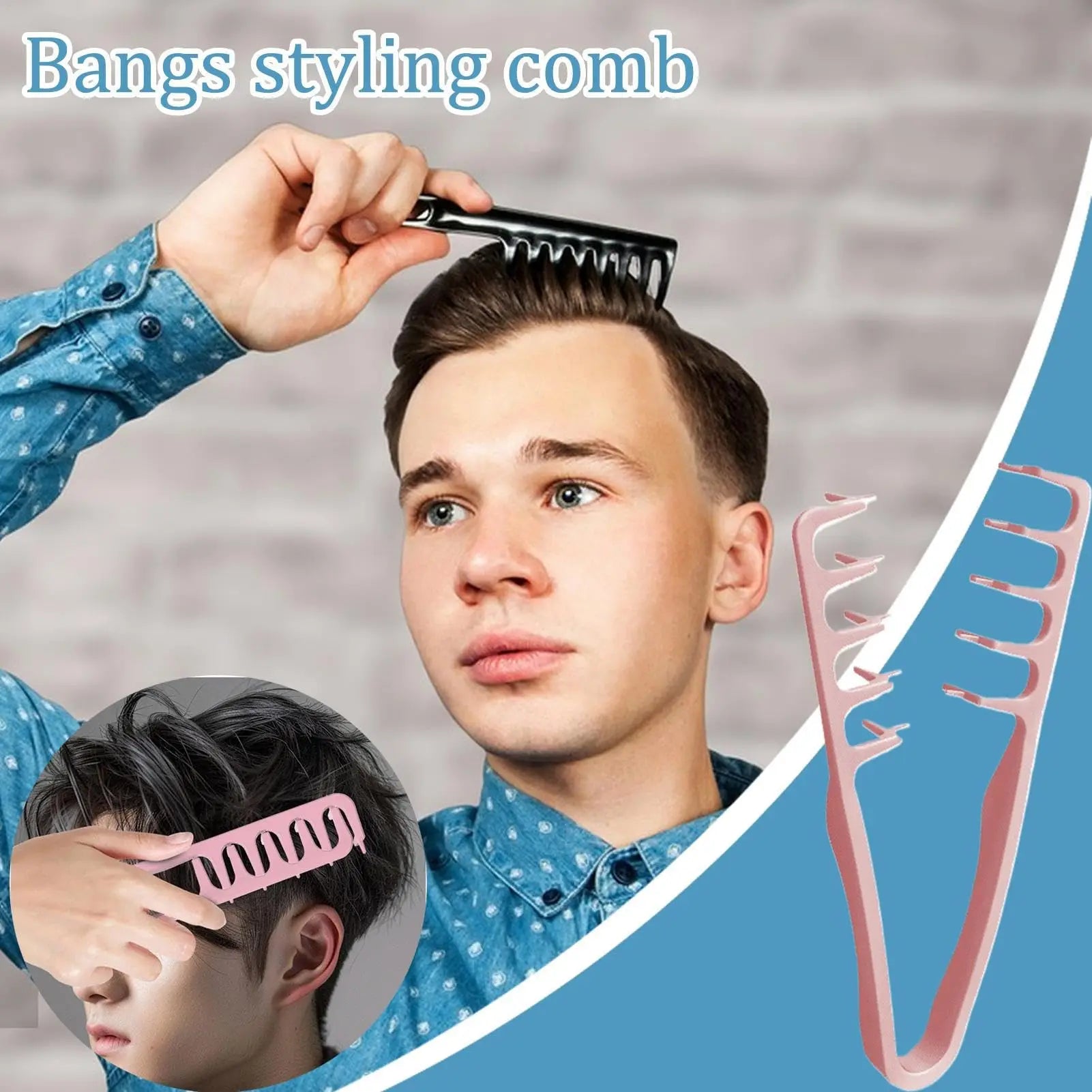 Texture Styling Comb for Men, Wide Tooth Comb, Volume Curling Comb, Natural Wave Hair Brush, Ergonomic Sewn-In Cap Small Horse C