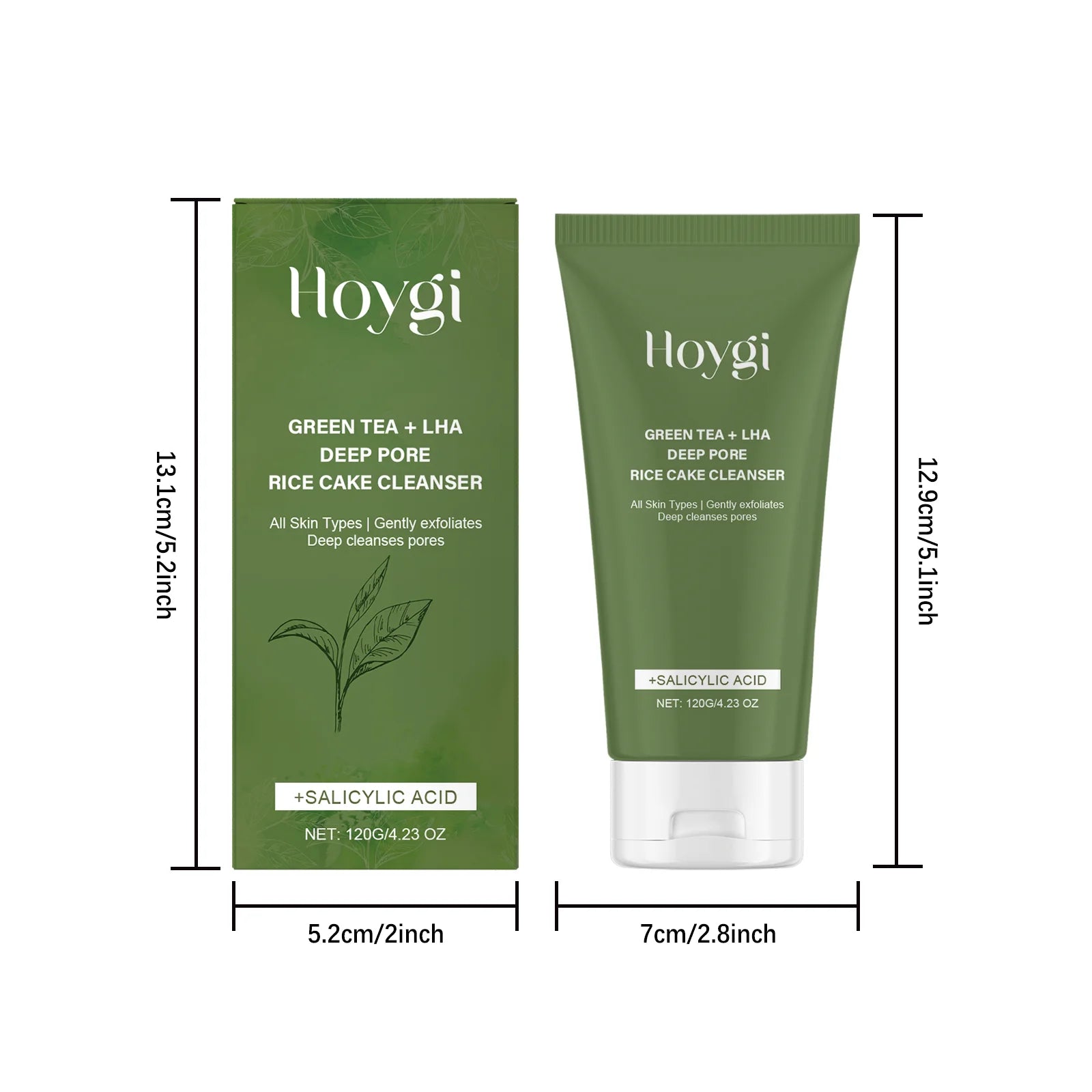 Green Tea Salicylic Acid Facial Cleanser Cleansing Pore Refining Hydrating Blackhead Removal Oil Control Non-Drying Face Wash Halalzen