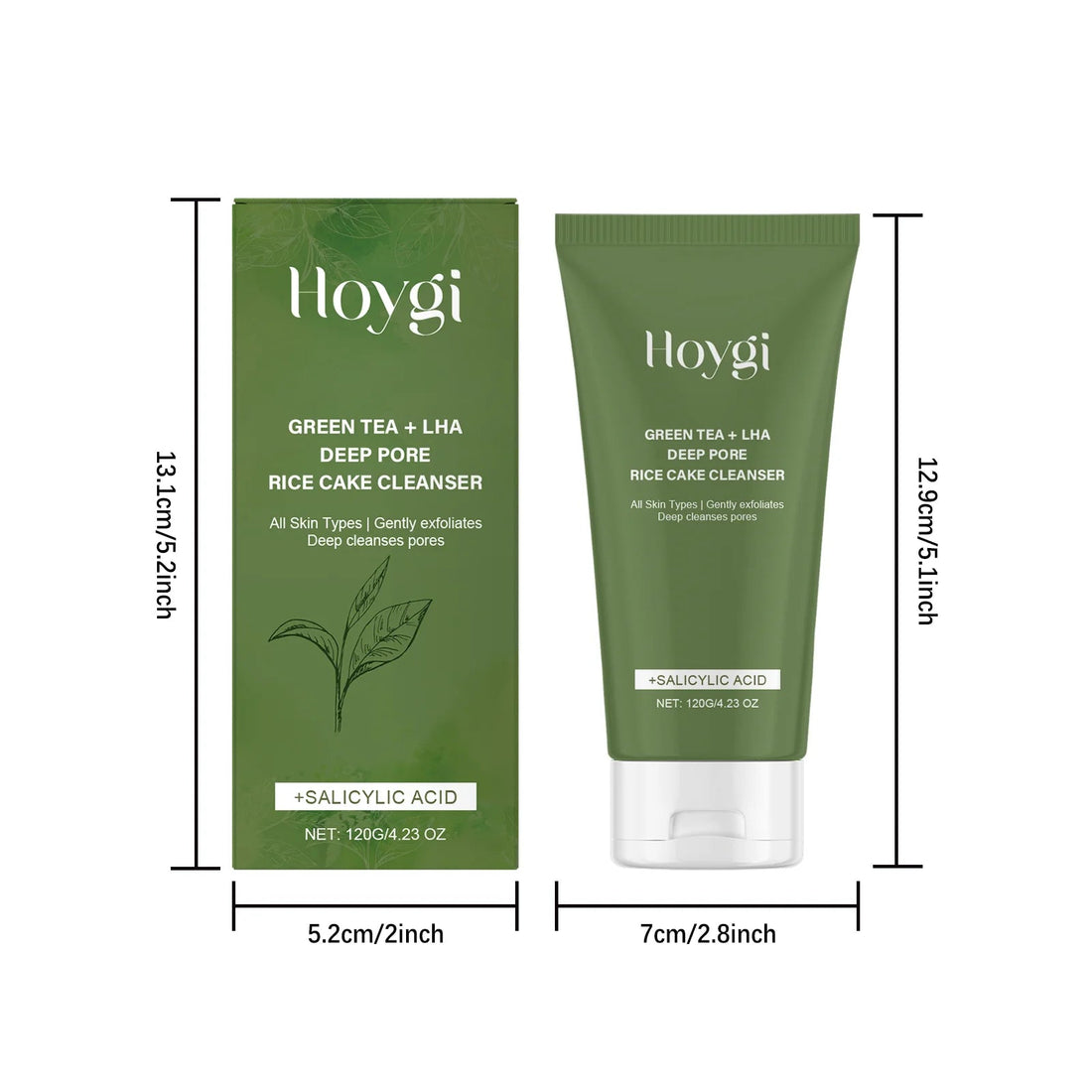 Green Tea Salicylic Acid Facial Cleanser Cleansing Pore Refining Hydrating Blackhead Removal Oil Control Non-Drying Face Wash Halalzen