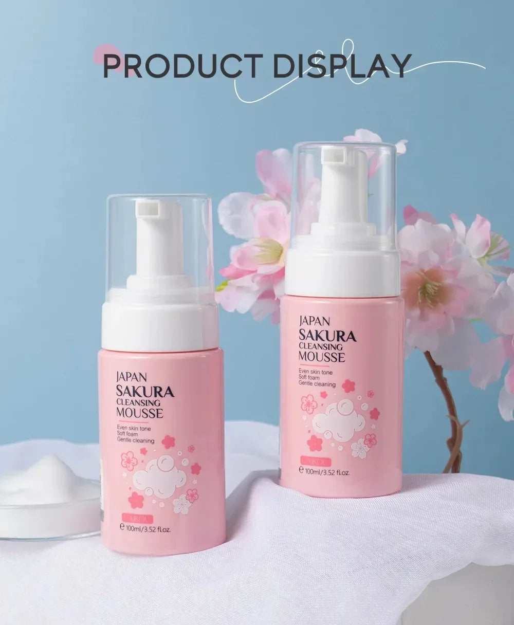 LAIKOU Cherry Blossom Women Facial Cleanser  Face Korean Skin Care Products Original Products 100ml Halalzen