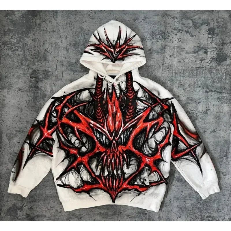 Harajuku personalized geometric print design oversized graphic hoodies women trendy street y2k fashion casual couple sweatshirts