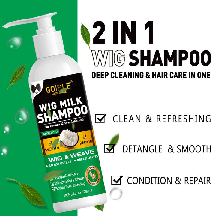 2 In 1 Wig Shampoo and Leave-in Conditioner Wig Care Solution Detangle Spray Anti-Frizz Moisturizes & Revitalizes Synthetic Wigs Halalzen