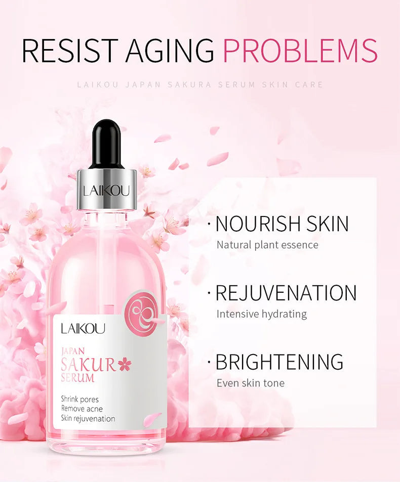 Laikou Rose or Sakura Essence Serum Deep Nourishing Repair Moisturizing Hydrating Anti Aging Facial Treatment Skin Care 100ml Halalzen