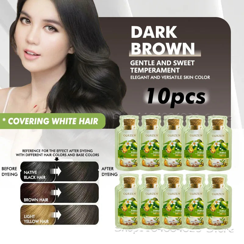 1/10 packs Pure Natural Herbal Hair Dye Shampoo 5 Minutes Change Hair Color Non-irritating Repair Gray White Hair Care Women Men