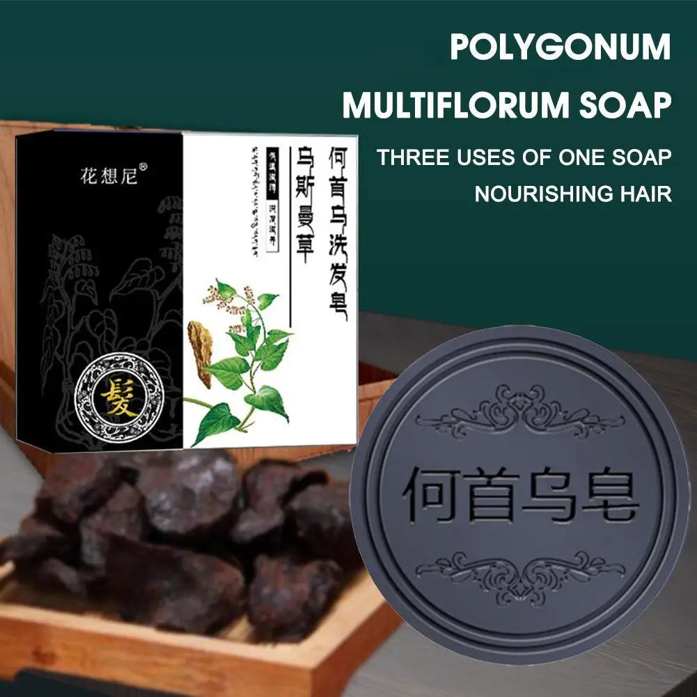 1-5pcs Hair Darkening Shampoo Soap Bar Polygonum Multiflorum Shampoo Soap White Hair Color To Black Hair Nourishing Shampoo Soap
