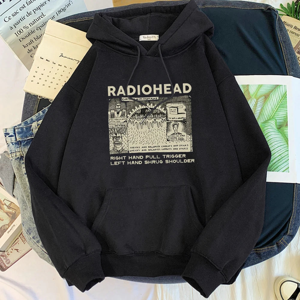 Fashion Radiohead Hoodie for Men/Women Rock Band Music Fans Sweatshirts Oversized Graphic Clothes Harajuku Couple Sweatshirt Man