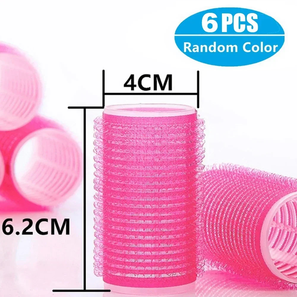 Self-Grip Hair Rollers Heatless Hair Curlers No Heat Hair Bang Volume Self-adhesive Hook &amp Loop DIY Styling Tool Random Color