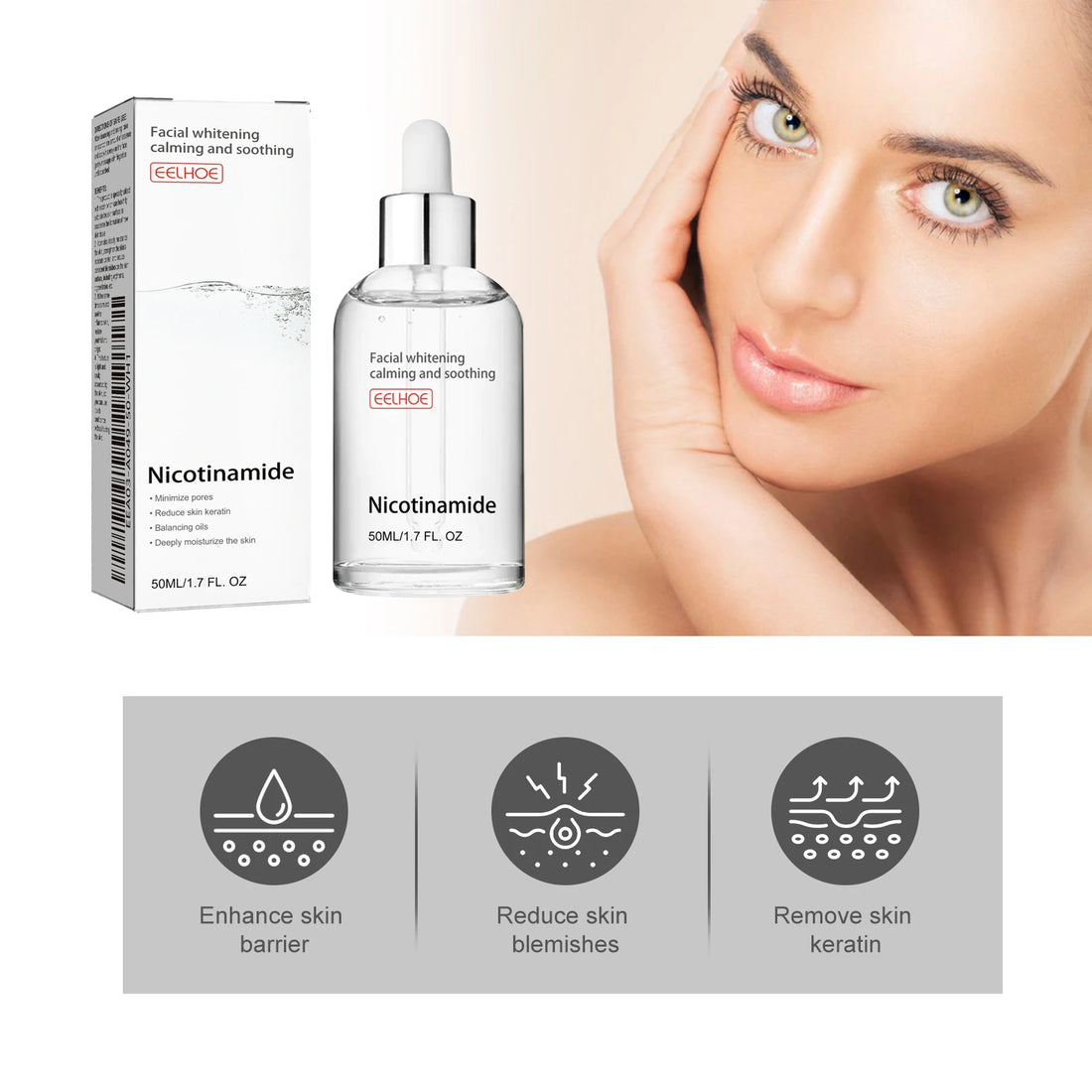 Niacinamide Face Serum Brightening Lighten Dark Spots Acne Marks Fade Blemishes Pigmentation Moisturizing Facial Essence