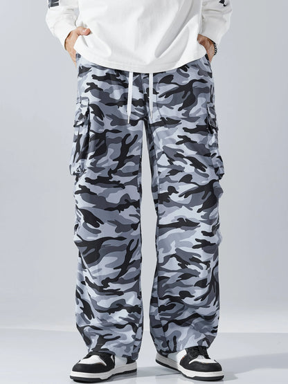 Men's Three-color Casual Camouflage Leaf Pattern Sport Belt Side Pocket Casual Sport Pants