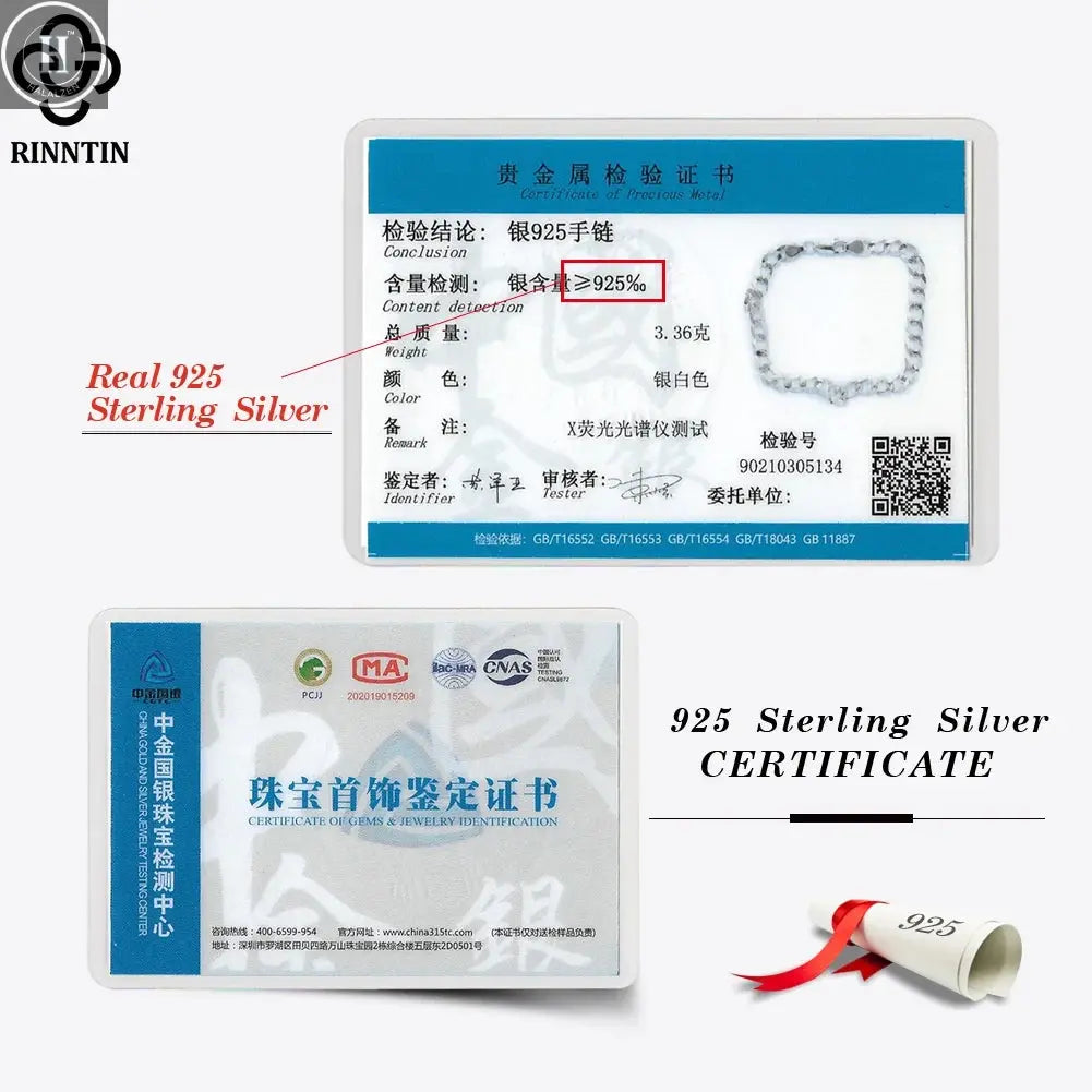 Rinntin 18K Gold Over 925 Sterling Silver 3mm Italian Cuban Chain Bracelet for Women Men Trendy Silver Bracelet Jewelry SB123 HALALZEN