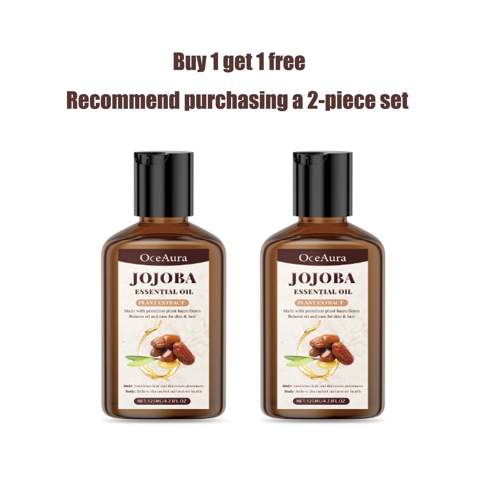 OceAura Jojoba Essential Oil for Hair & Body Deep Moisturizing Nourishing Soothing Redness Itching Relieving Hair Body Care Oil