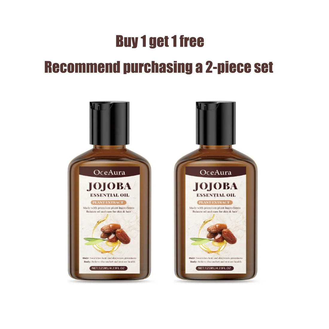 OceAura Jojoba Essential Oil for Hair & Body Deep Moisturizing Nourishing Soothing Redness Itching Relieving Hair Body Care Oil