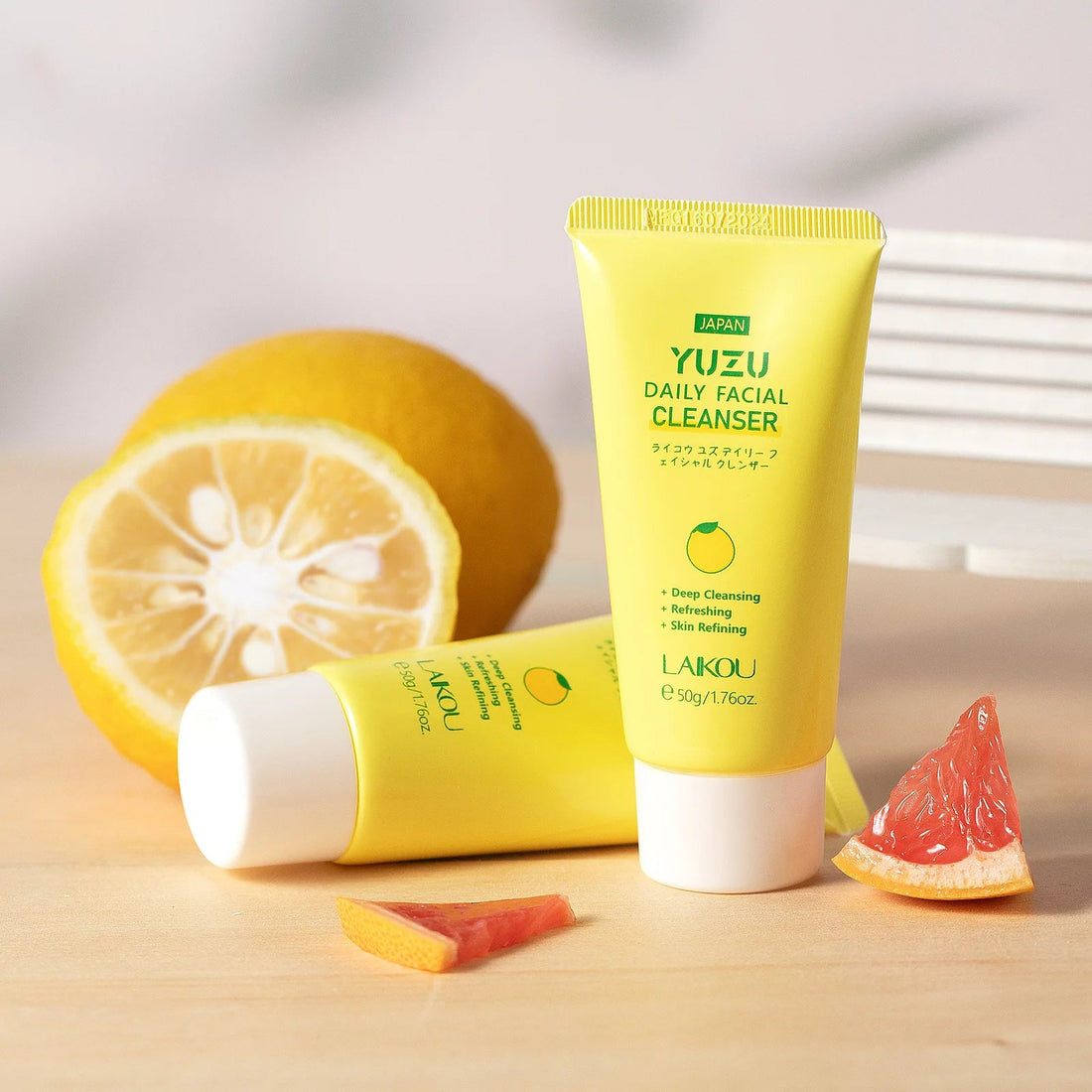 LAIKOU Grapefruit/YUZU Face Cleanser 50g Gentle Deep Cleansing Face Wash Rich Foam Facial Foam Oil Control Moisturizing Cleanser Halalzen