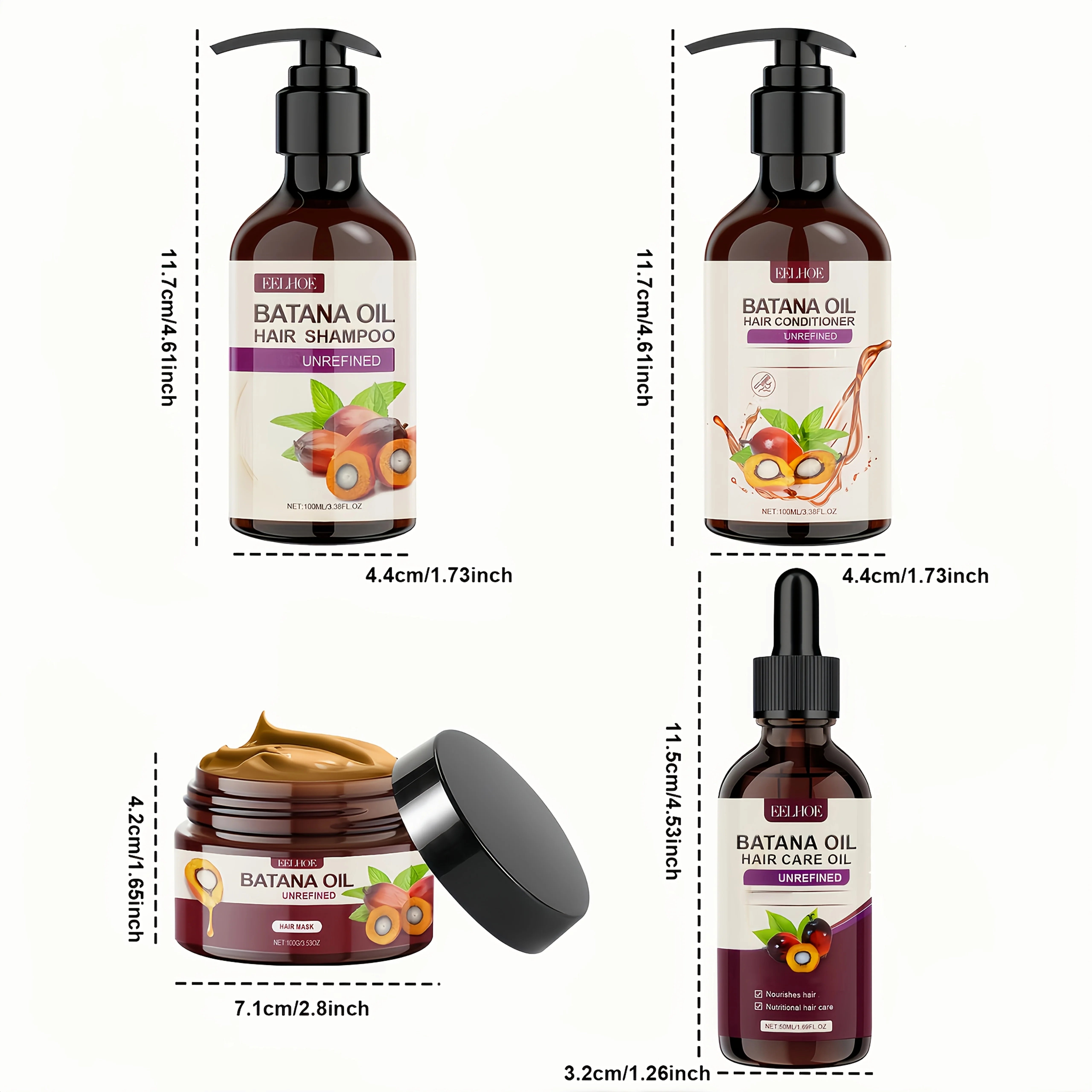 Batana Oil Hair Care Set - Shampoo, Conditioner, Hair Mask and Scalp Oil for All Hair Types Halalzen