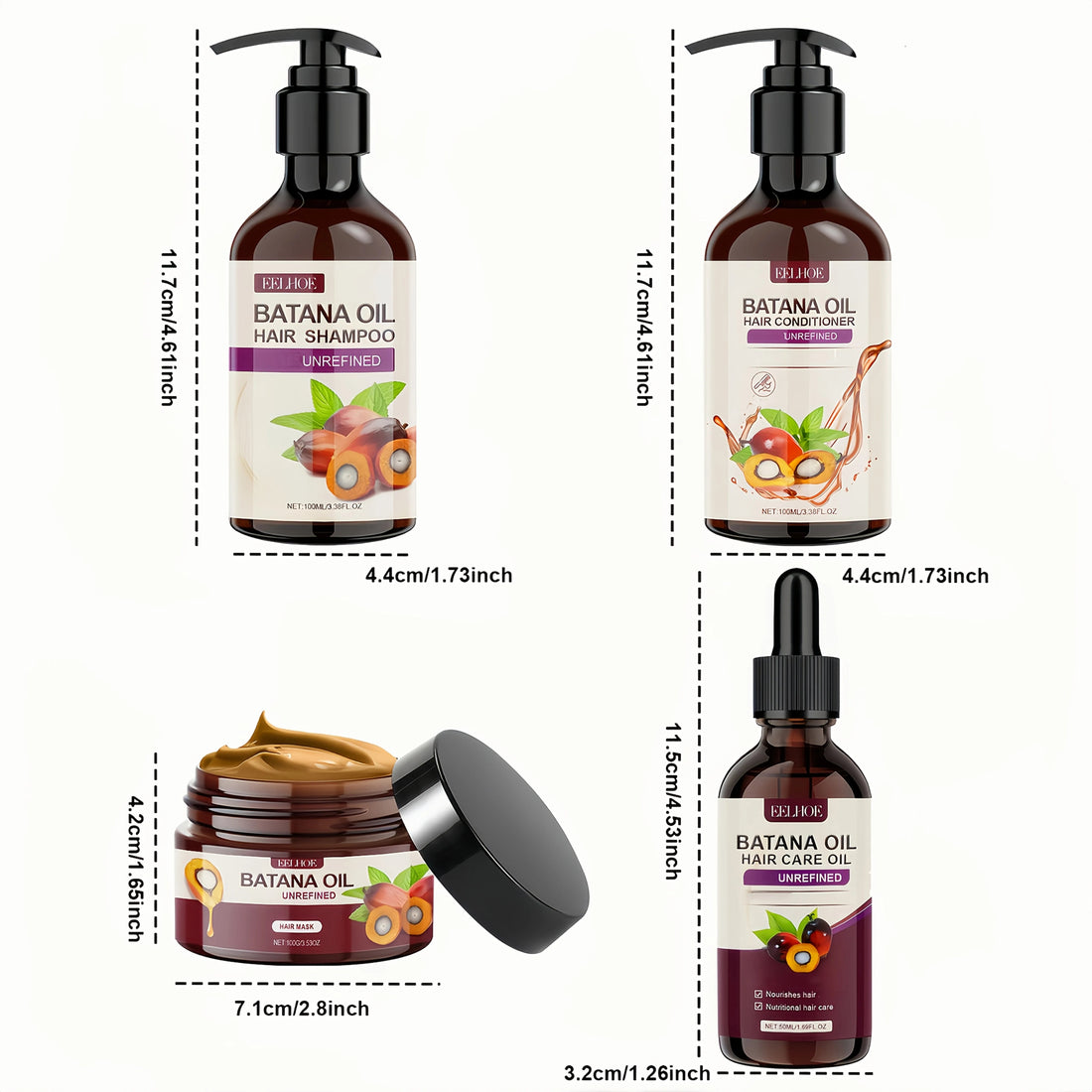 Batana Oil Hair Care Set - Shampoo, Conditioner, Hair Mask and Scalp Oil for All Hair Types Halalzen