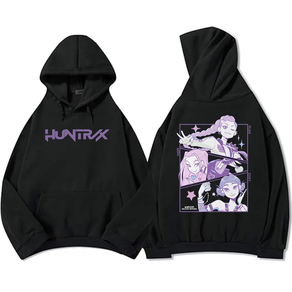 Men Women Hoodies KPop Demon Hunters Movie Graphic Sweatshirts Fleece Warm Hooded Pullovers 2025 Fashion Male Sudadera Print Top