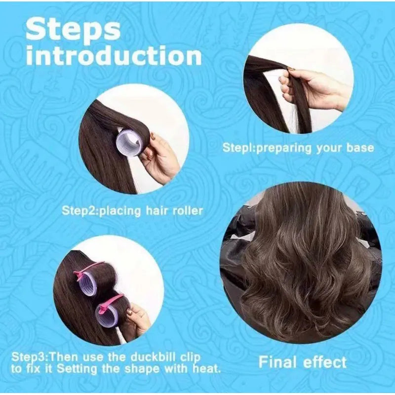 Heatless Hair Styling Kit Self-Grip Rollers with 12Pcs /18Pcs Hair Rollers and 12pcs Clips for DIY Hair Styling Easy To Use