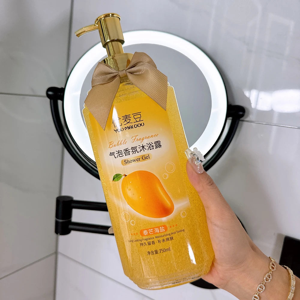 Fruit Flavored Bubble Fragrance Shower Gel Mango Skin Rejuvenation Moisturizing Body Bath Wash Oil Control Peach Long Lasting Halalzen