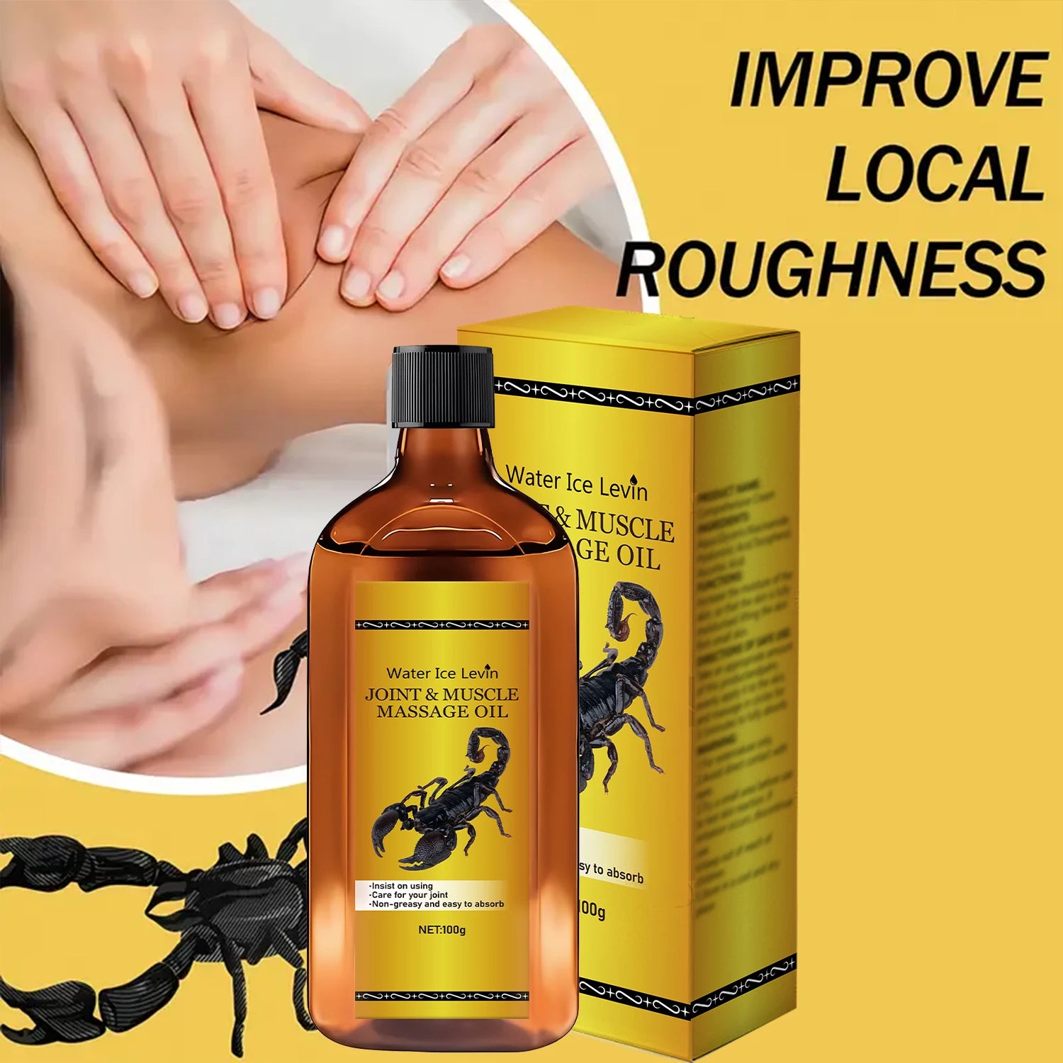 Water Ice Levin Advanced Joint & Muscle Massage Oil - Quick Absorbing, Ultra Lightweight Formula for Total Body Comfort..100G