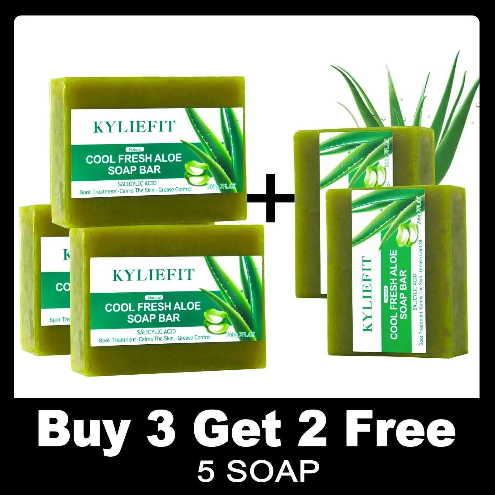 Aloe Brightening Soap Bar, Remove Dark Spots, Sun Spots, Acne, Oil Control, Clean Stains, Exfoliation, For Face and Body, 200g Halalzen