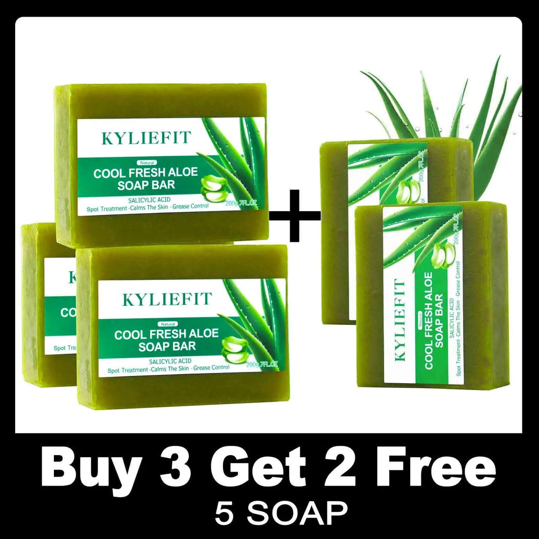 Aloe Brightening Soap Bar, Remove Dark Spots, Sun Spots, Acne, Oil Control, Clean Stains, Exfoliation, For Face and Body, 200g Halalzen