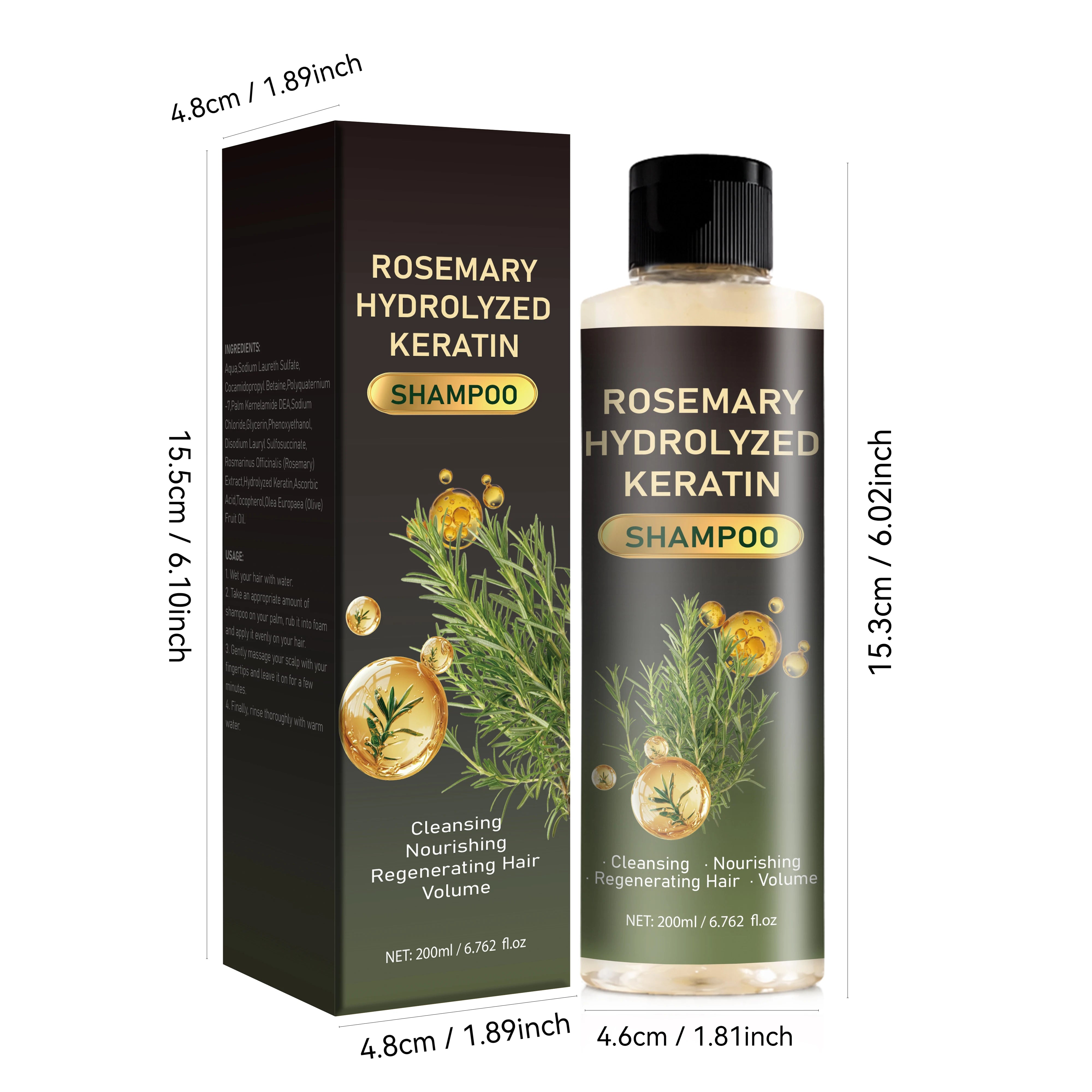Rosemary Hydralyzed Keratn Shampoo Hair Growth for Women and Men,Natural Thickening & Strengthening Shampoo,Hair Care,200ml