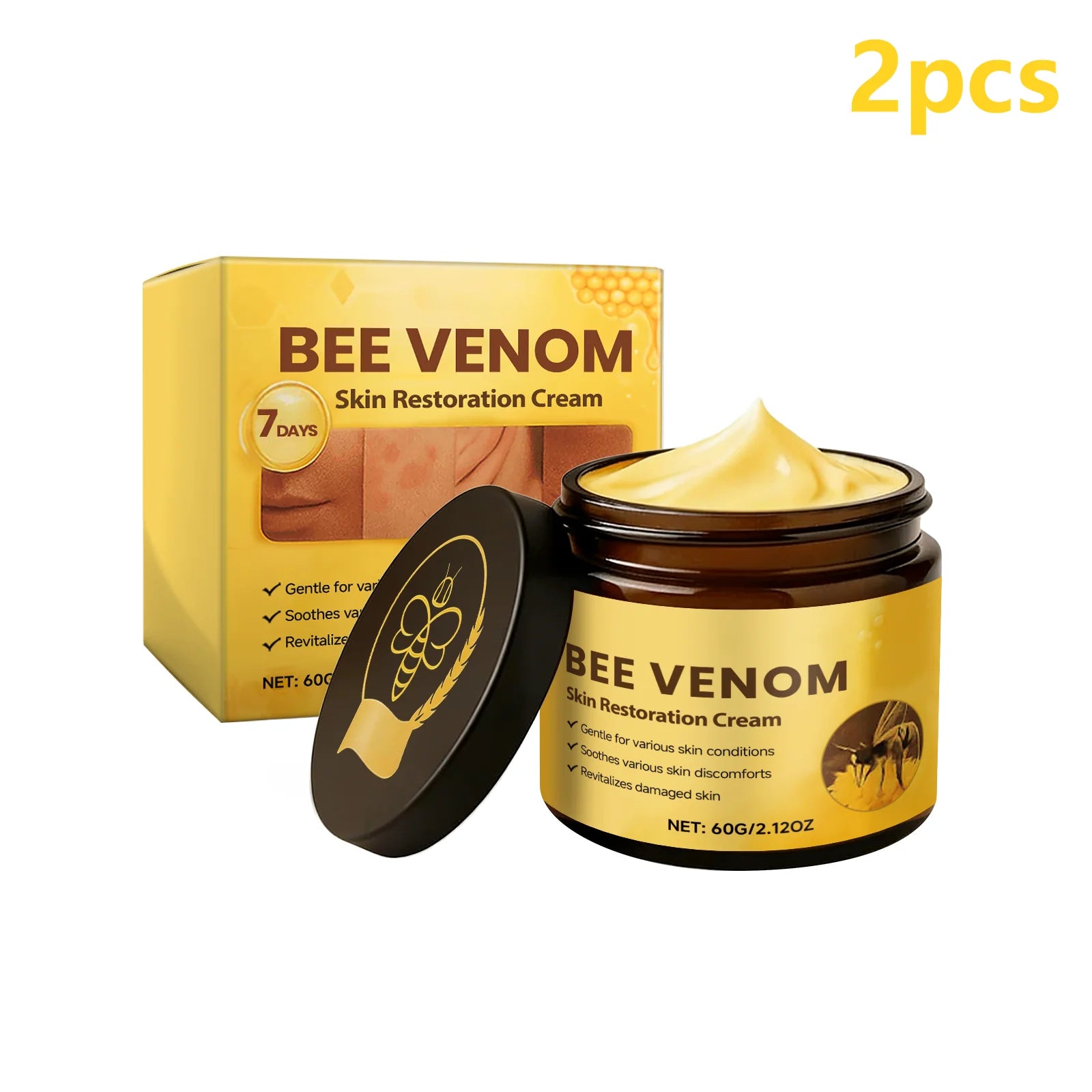 Bee Venom Skin Restoration Cream for Chicken Skin Blemish Remover Acne Removal Products Hyaluronic Acid Bee Venoms Repair Cream