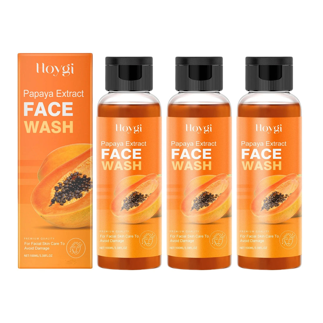 Hoygi Papaya Cleanser Gentle Exfoliating Hydrating Brightening Natural Enzyme Face Wash for Sensitive Skin All Types Halalzen