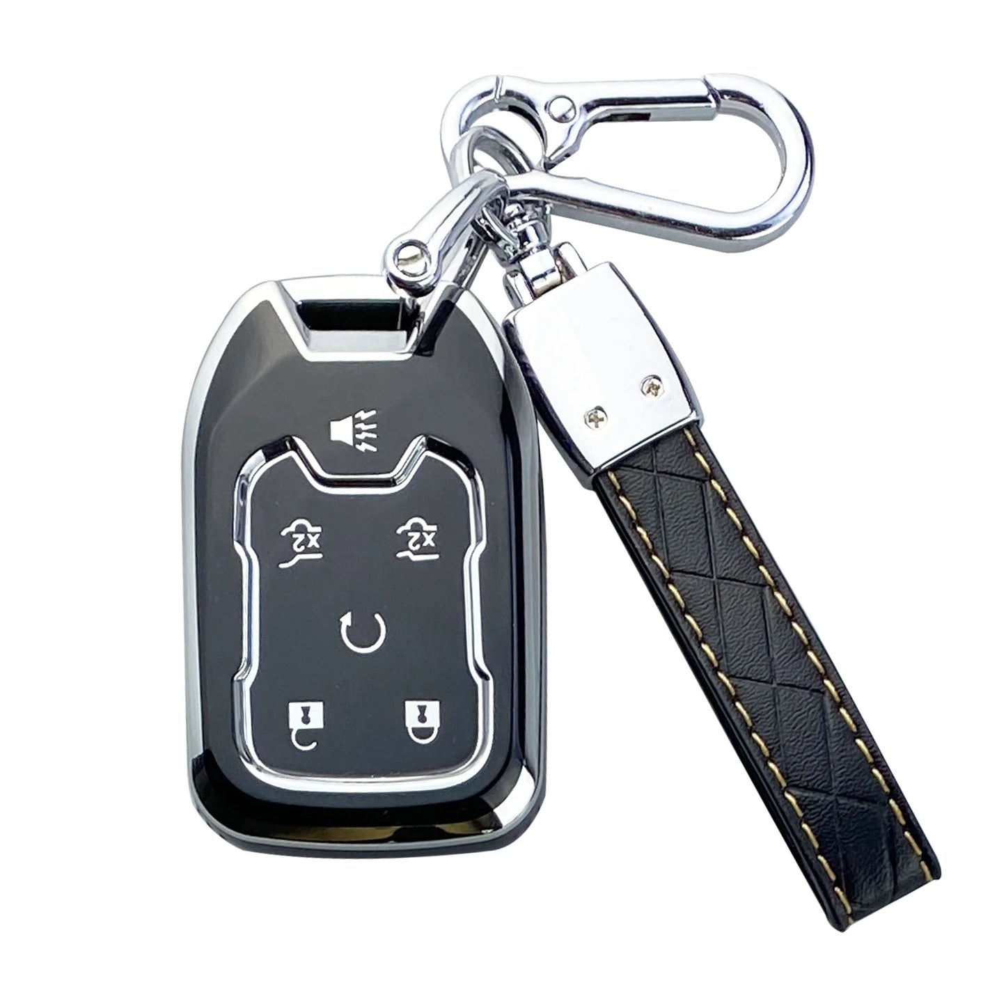 key fob cover case Compatible with Chevy Chevrolet Silverado Suburban Tahoe GMC Yukon/Yukon XL Terrain Acadia shell keychain