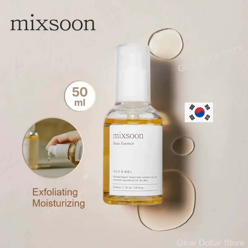 Korean Skin Care Mixsoon Glow Bean Essence,Hydrating Exfoliating Hyaluronic Acid Serum Facial Moisturizing Barrier Serum 50ml Halalzen