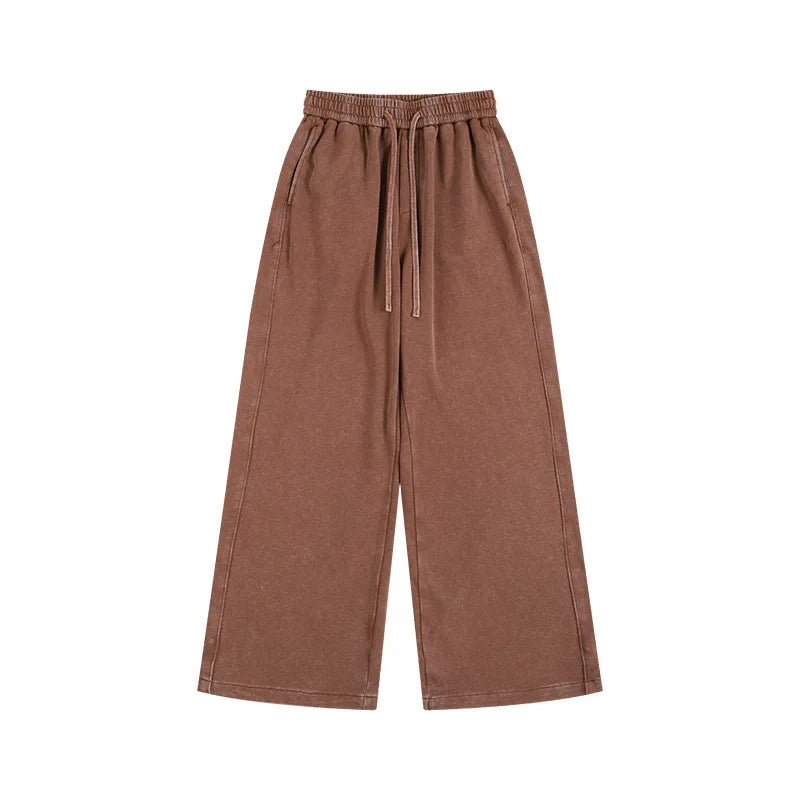 Washed and aged sweatshirt, loose hoodie for young couples, round-neck jacket, zip-up sweatshirt, men's suit set