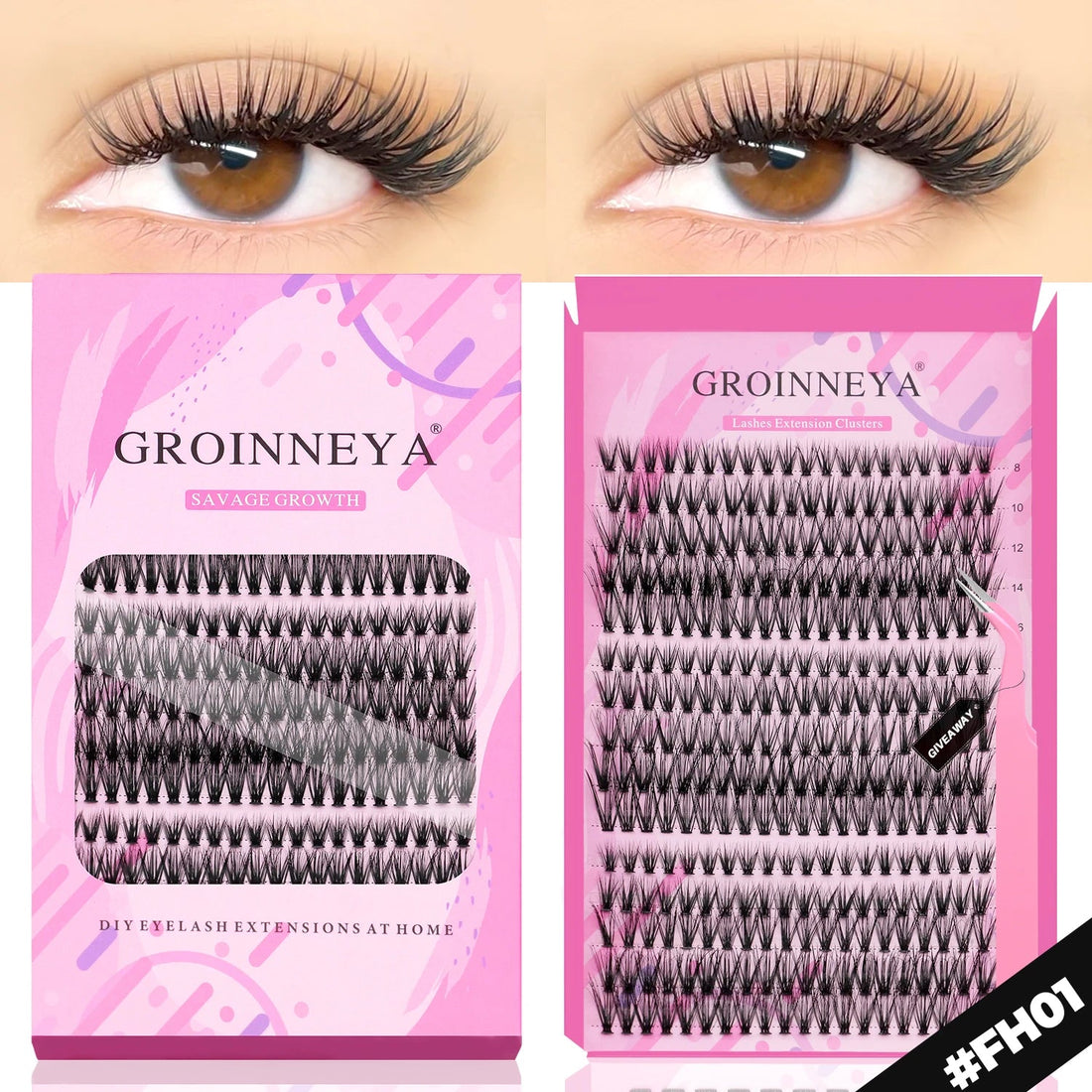 GROINNEYA DIY Lashes Extension Kit Individual Lashes Clusters Faux Mink Eyelash Extension Mix set with Lash Natural Look Makeup Halalzen