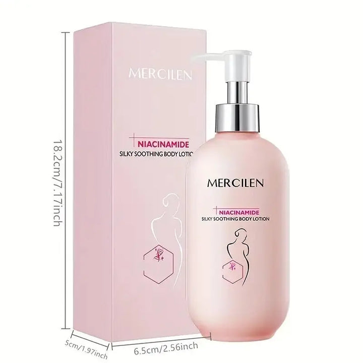 Mercilen Niacinamide Silky Smooth Body Lotion 250g, Moisturizing and Hydrating for Autumn and Winter, Soothes Dry Skin, Improves Skin Radiance, Contains Vaseline, Niacinamide, and Hyaluronic Acid, Suitable for All Skin Types