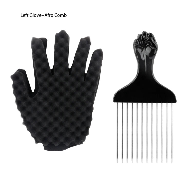 Afro Curly Hair Sponge Brush Twist Hair Comb Glove Set Barbershop Curling Net Comb Salon Hairdressers Wave Hair Style Tools Halalzen