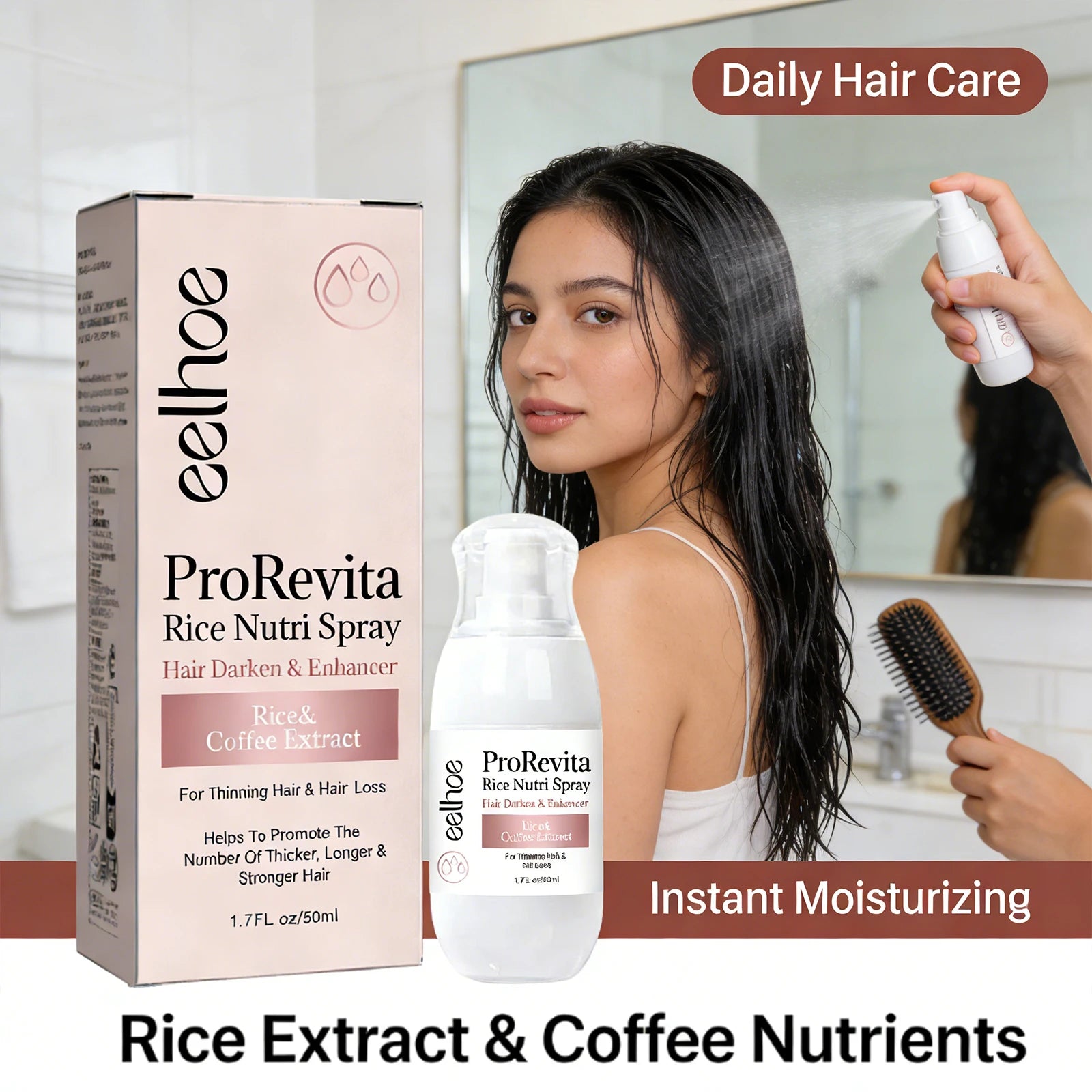Rice Hair Care Spray Promote Hair Growth Repair Damaged Hair Strengthens Hair Fibers Reduces Hair Loss Breakage Rice Nutri Spray