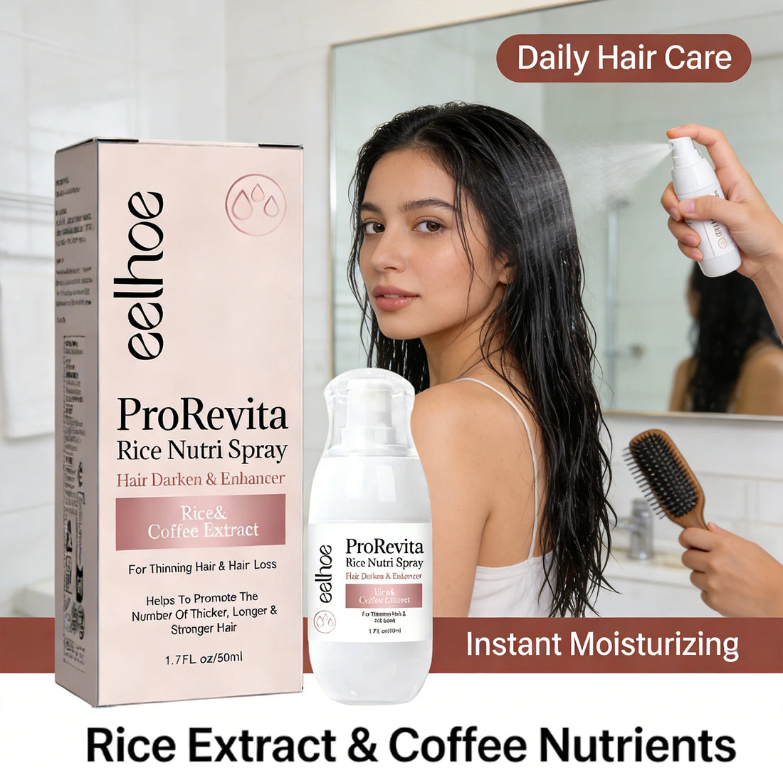 Rice Hair Care Spray Promote Hair Growth Repair Damaged Hair Strengthens Hair Fibers Reduces Hair Loss Breakage Rice Nutri Spray