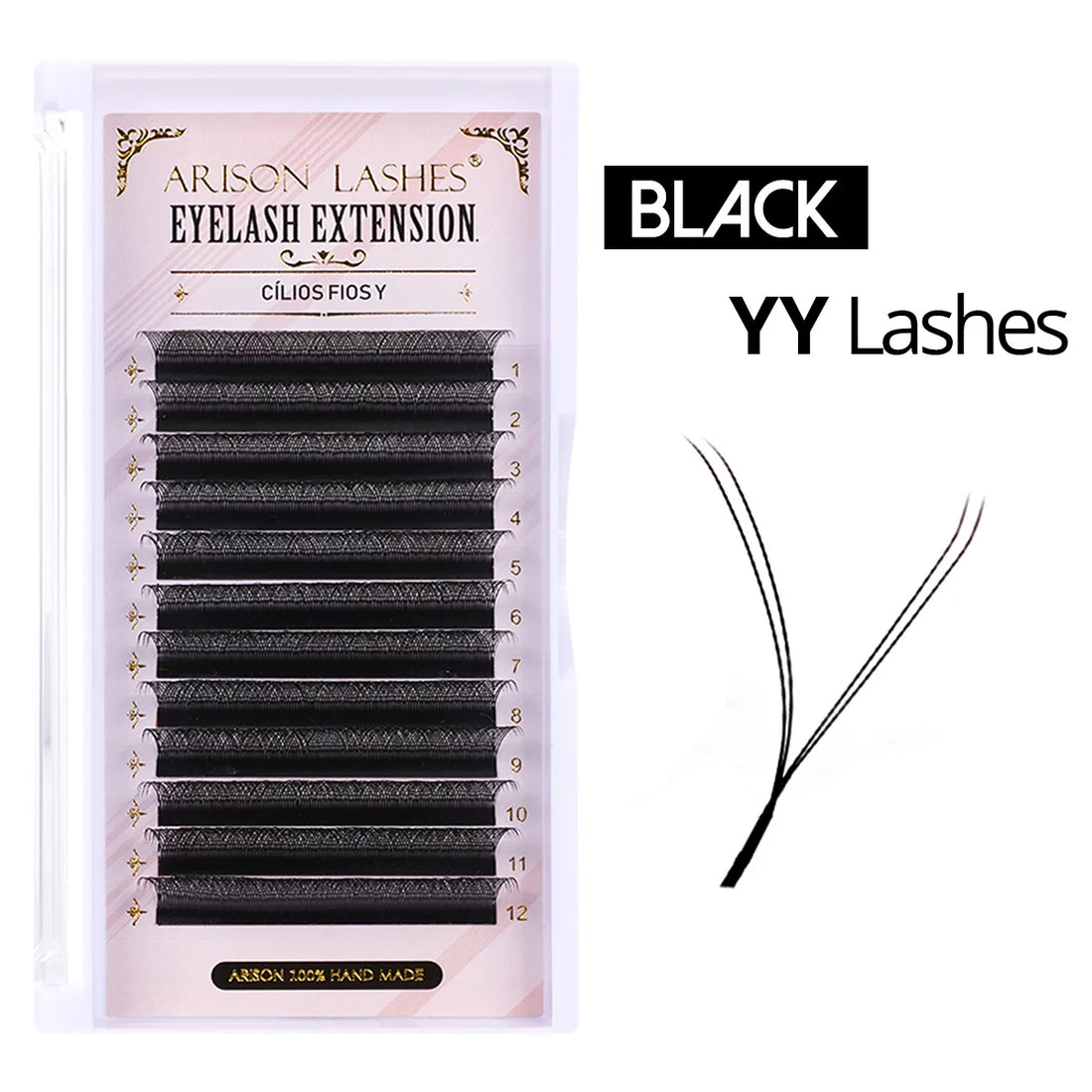 ARISON Black YY Eyelashes Extension Double Tips Lashes Cilios Y Premade Volume YY Shape EyeLash Grafting Extension Split Tip