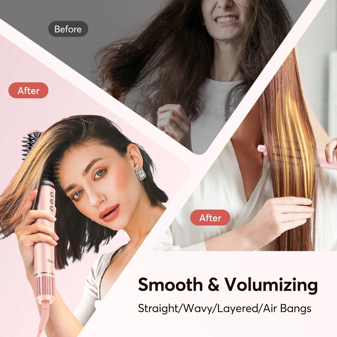 Bopcal 5 In 1 Hair Dryer Hot Air Comb Electric Hair Curling Iron 1200W High Speed Blower Multifunctional Styling Tools Hairdryer Halalzen