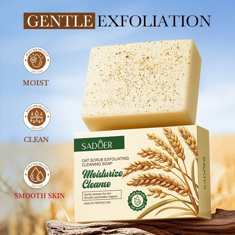 100g Oat Scrub Exfoliating Cleaning Soap, It Contains Fine Exfoliating Particles, Is Gentle and Does Not Harm the Skin, Cleans Stains, and Keeps the Skin Moisturized after Washing. Halalzen