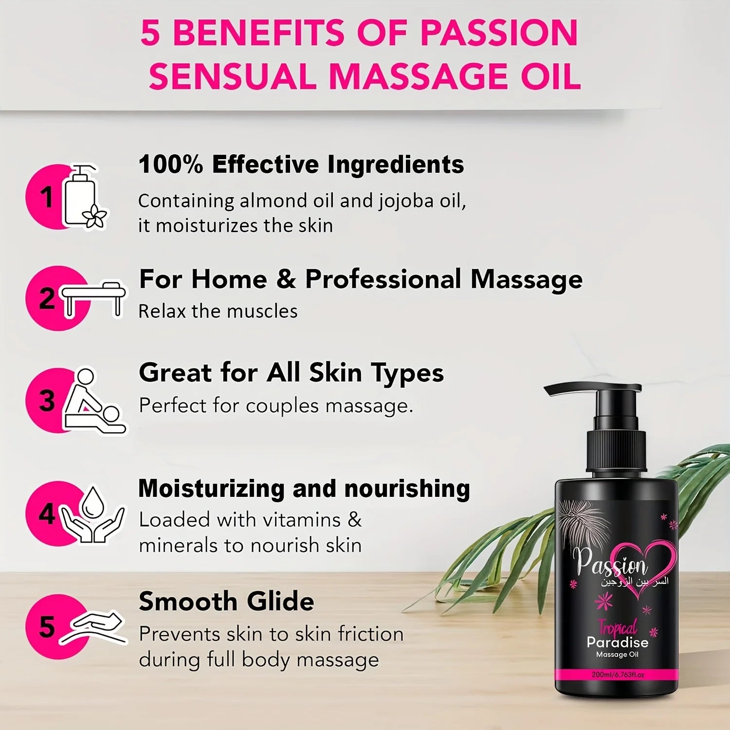 Paradise Massage Oil with Vitamins & Minerals - Nourish & Moisturize, Body Care Massage Oil Perfect for Couple Massage 200ml