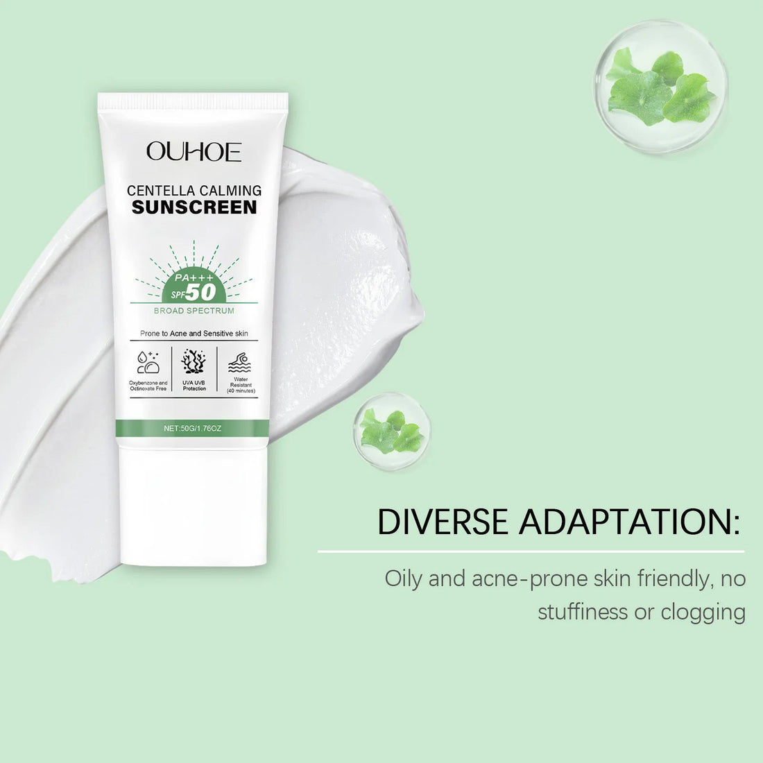 SPF 50 Facial Sunscreen Anti Sunlight Defense UV Rays Improve Dry Prevent Sunburn Summer Waterproof Soothing Centella Sunscreen Halalzen