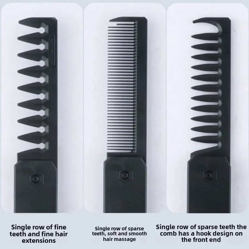 Multifuncional 3-in-1 Plastic Folding Pocket Combs Barber Men Oil Head Beard Combs Portable Wide Tooth Combs Hair Styling Tools Halalzen