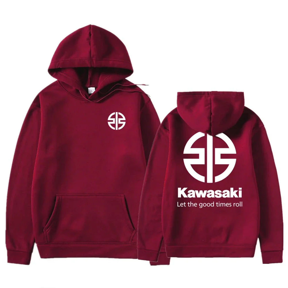 Spring and Autumn Men's New Kawasaki River Mark Logo Hoodie Women's Casual Sports Hoodie Couple Street Fashion Top