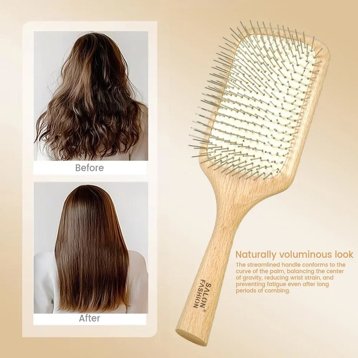 Wooden Air Cushion Massage Comb Anti Static Anti Hair Loss Nourishing Scalp Care Curly Hair Styling Tool