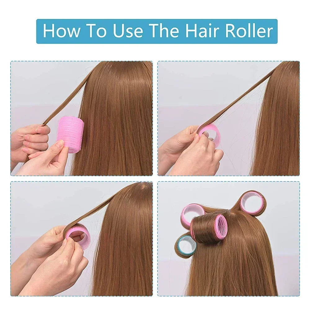Self-Grip Hair Rollers Heatless Hair Curlers No Heat Hair Bang Volume Self-adhesive Hook &amp Loop DIY Styling Tool Random Color