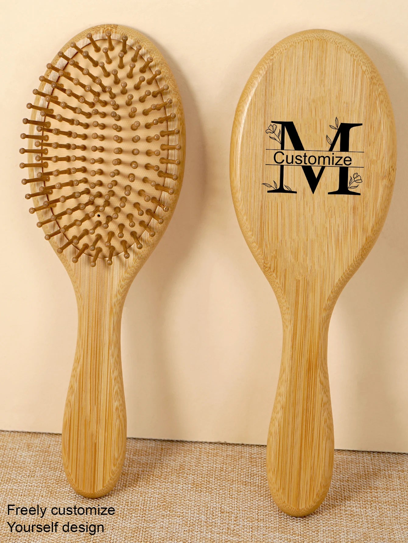 Custom Boar Bristle Natural Bamboo Hair Brush Air Cushion Hairbrush Detangling Scalp Massage Comb Salon Barber Styling Tools