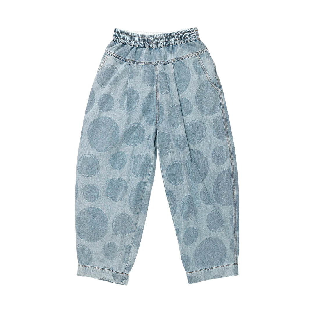 imakokoni 2023 Autumn Original design Pure cotton printed denim radish pants loose jeans for women 234201