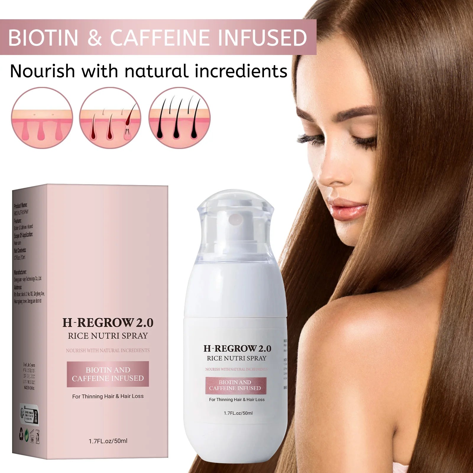 Hair Spray Rice Water Strong Hair Follicle Root Thick Loss Prevention Nourishing Soften Hair Helper Care Spray For Thinning Hair Halalzen