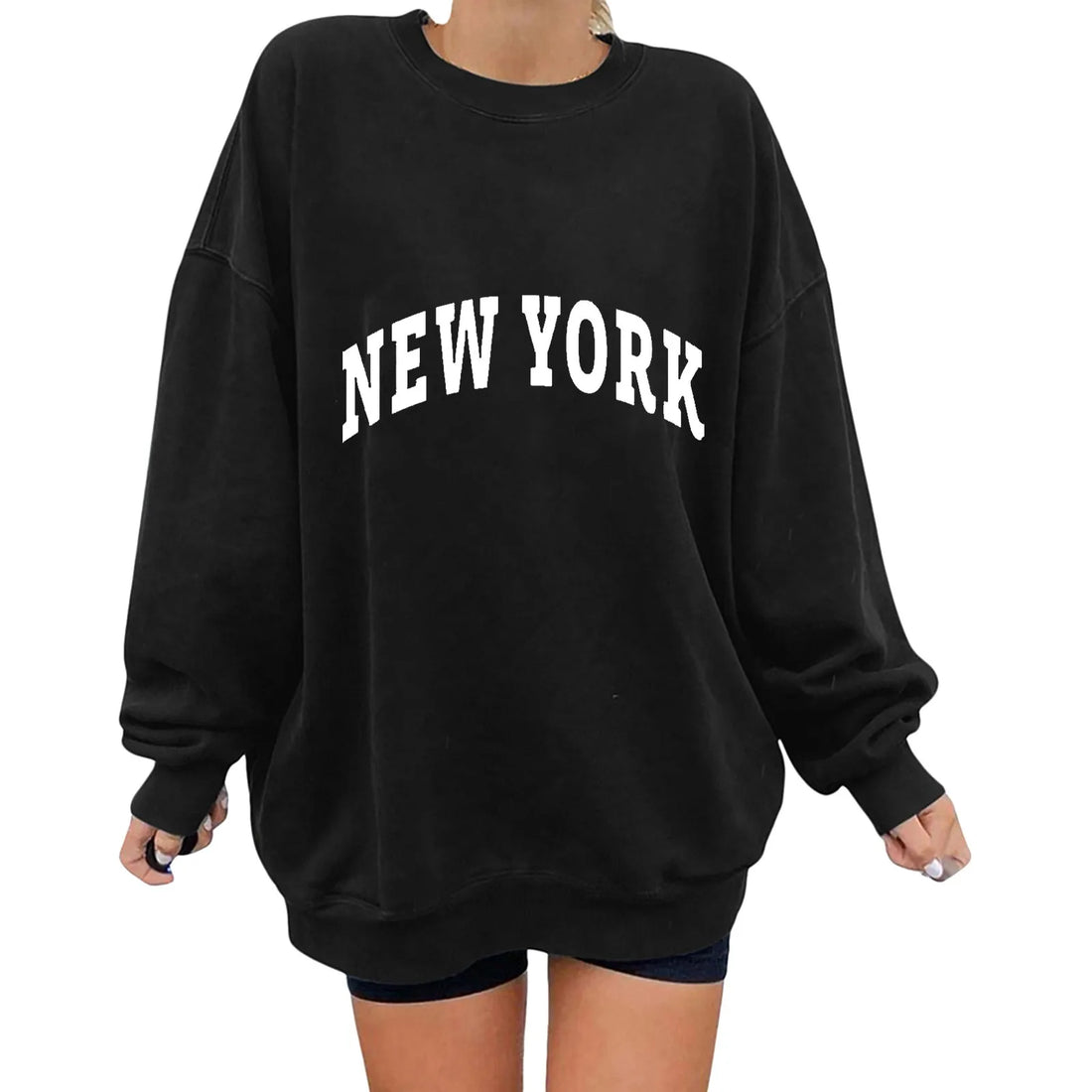 Sweatshirts For Women Casual Y 2 K Long Sleeve Crew Neck Letter Printed Hoodless Loose Pullover Autumn Clothes For Woman