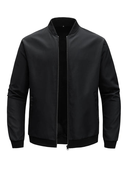 2025 Spring and Autumn New Baseball Collar Short Loose Solid Color Jacket Men's Business Casual Thin Coat Trend